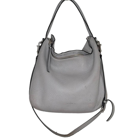 Coach BLEECKER PEBBLED LEATHER SULLIVAN HOBO (COACH F31623) SILVER/SOAPSTONE - Picture 1 of 14